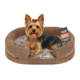 Miorun Plush Orthopedic Bed camel front view with egg-crate foam support.