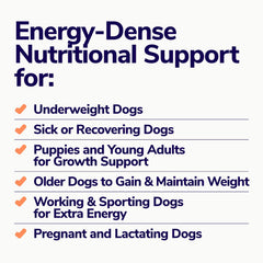 Miracle Vet dog weight gainer chews puppy serving highlights growth and energy