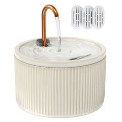 MISFANS ceramic cat fountain front view shows easy-clean surface and health-focused design
