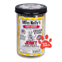 Miss Nelly's Chicken Jerky Soft Stick unwrap shows tender texture ideal for training rewards.