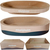 miwoowim 3PSC oval cat scratcher bed setup offers compact lounge for indoor cats.