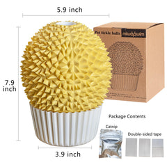 Miwoowim Catnip Feeder Durian-Shape Design Closeup highlights soft bristles for safe grooming.