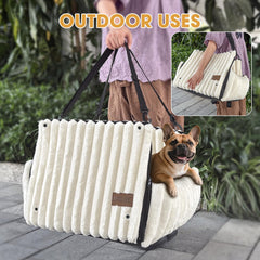 MIXJOY dog car seat in back seat keeps small dogs snug during highway trips with stability.