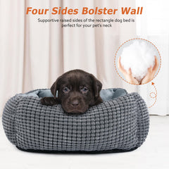 MIXJOY dog bed raised rim highlights supportive head and neck comfort
