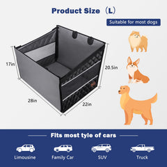 MIXJOY dog car seat dimensions 28x22x20.5 inches fit most cars.