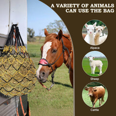MIYABALA 34-inch slow-feed hay net promotes measured eating.