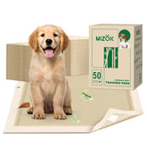MIZOK puppy pads bamboo fiber close-up shows eco-friendly material and quick absorption.