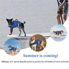 Mklhgty dog life jacket reflective strips improve visibility in water