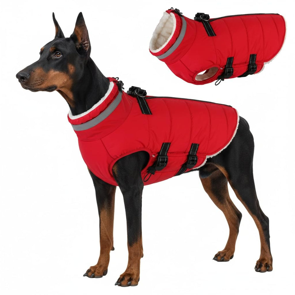 Mklhgty large dog coat back zipper for easy on/off during chilly walks.