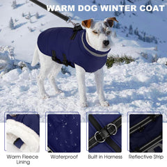 Mklhgty windproof dog coat with high collar and drawstring for wind protection