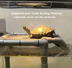 MLONDHSU turtle basking-platform pvc-frame detail emphasizes sturdy construction for larger turtles.