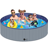 MMdipon dog pool folded for storage highlighting compact portability and quick setup