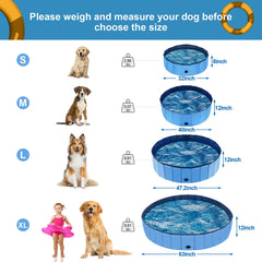 MMdipon dog pool setup blue, quick water fun ready for large dogs
