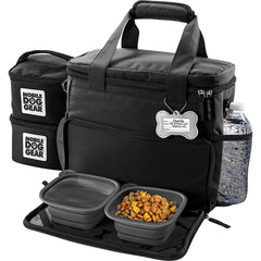 Mobile Dog Gear Week Away bag interior with lined food carriers for organized travel.