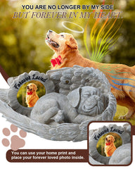 MoDinity dog memorial angel-wings detail enhances a peaceful garden remembrance