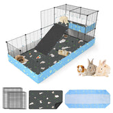 MODESLAB guinea pig cage with tarp and liner demonstrates leakproof enclosure for clean indoor spaces.