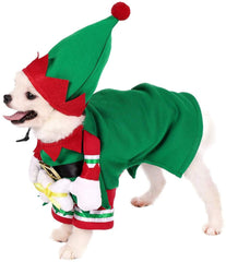 Mogoko dog christmas-elf-costume-hat-closeup shows soft microfiber velvet texture