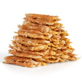 MON2SUN rawhide-free dog treats show 4-inch chicken-wrapped cod fillet for easy small-dog chew.