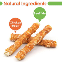 MON2SUN rawhide roll close-up highlights a durable, long-lasting chew for dogs.