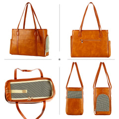 Monanller Stylish Dog Purse Carrier leather detail close-up emphasizing durability and soft texture.