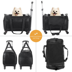 Monanller pet carrier with telescopic handle for comfortable on-the-go transport