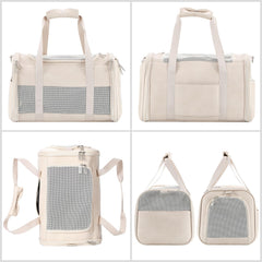 Monanller vegan leather durable pet carrier designed for small dogs and cats