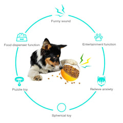 Monotre dog treat ball showing adjustable leakage holes for controllable difficulty.