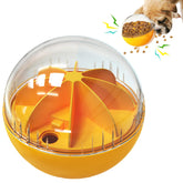 Monotre dog treat ball with transparent granary for slow feeding and mental stimulation.