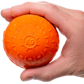 Monster K9 Beast Ball orange closeup demonstrates rugged durability for power chewers.