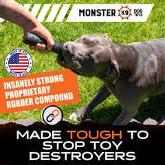 Monster K9 safe natural rubber emphasizes non-toxic, chew-safe material.