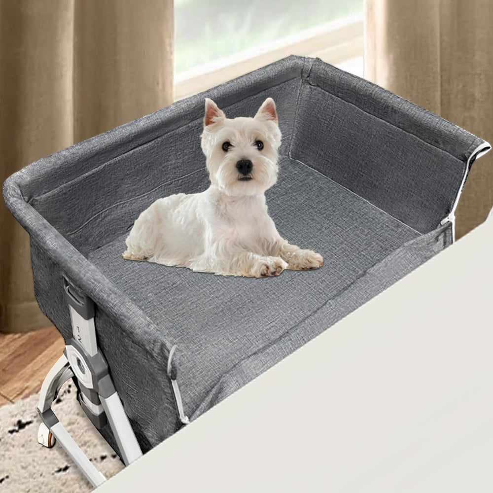 Montex Bedside Cosleeper adjustable-height view demonstrates seamless bed alignment for pets