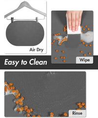 MontVoo no-stains-dog-food-mat helps prevent messes during feeding.