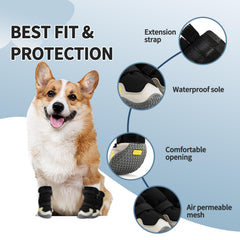 MOOB dog shoes with reflective trim for visibility during outdoor walks.