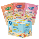MOOCHIE grain-free creamy seafood broth with real salmon and shrimp—hydration boost in a pouch.