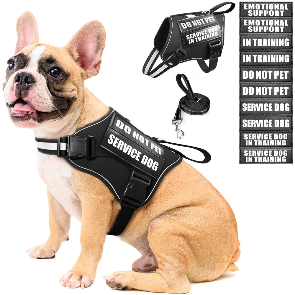 MOOGROU service dog harness with chest and neck buckles for quick on/off during training