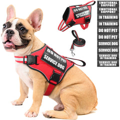 MOOGROU service dog harness set with reflective straps for safer night walks.