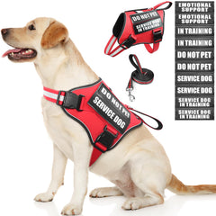 MOOGROU service dog vest front view with reflective trim for nighttime visibility