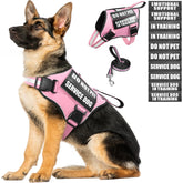 MOOGROU service dog vest pink XL with reflective straps for night safety.