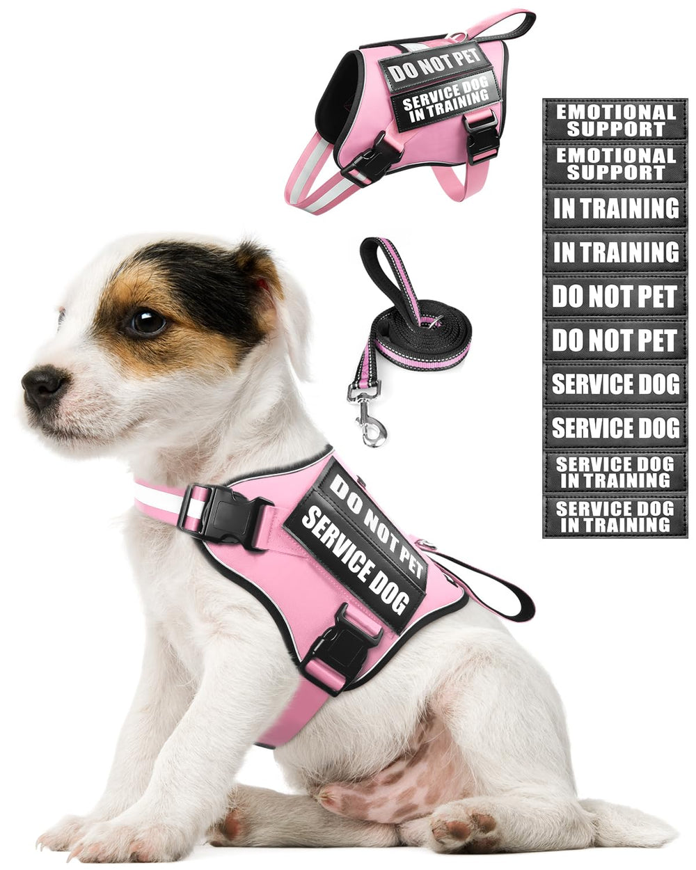MOOGROU service dog vest pink XS on a small dog for everyday safety
