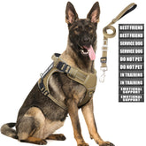 MOOGROU tactical dog harness front view shows secure fit for training and hiking.