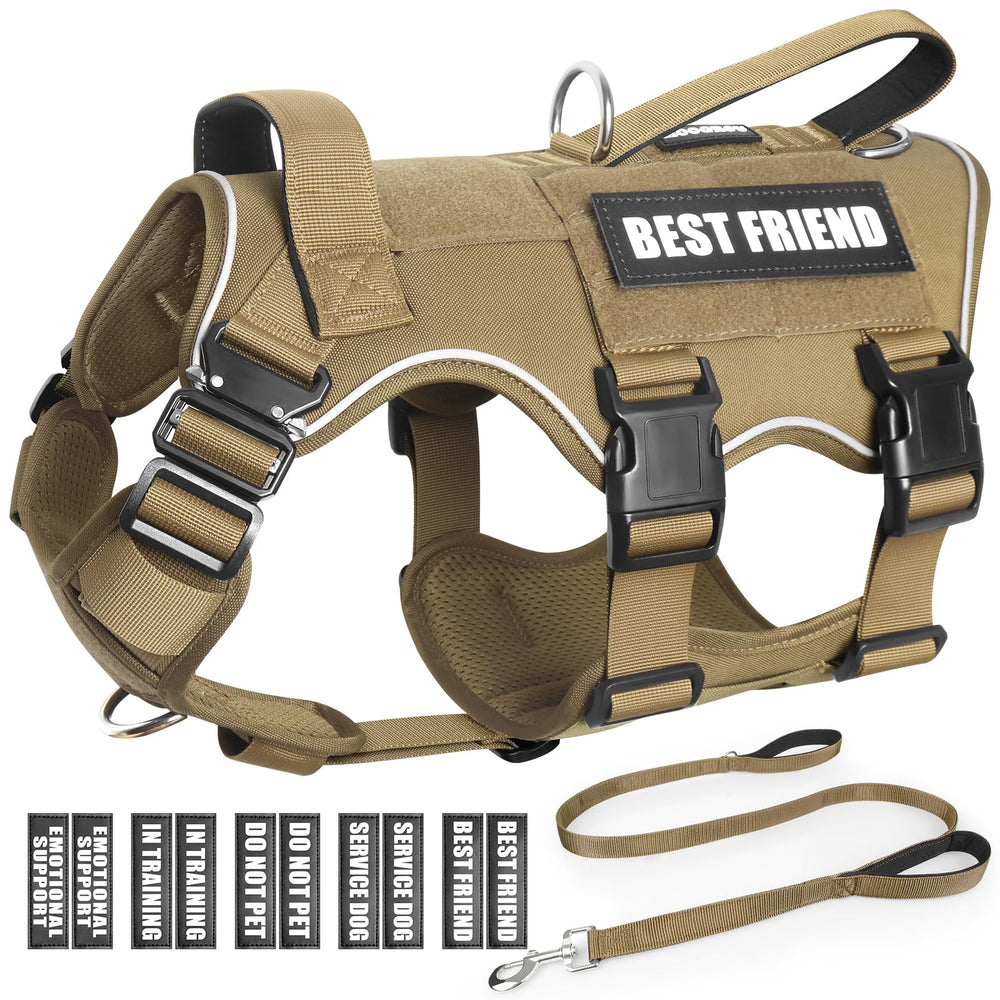 MOOGROU tactical service dog vest back view showing dual handles for quick control.