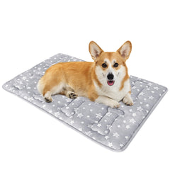 Moonsea dog crate mat top view shows plush 3-layer construction for cozy naps.