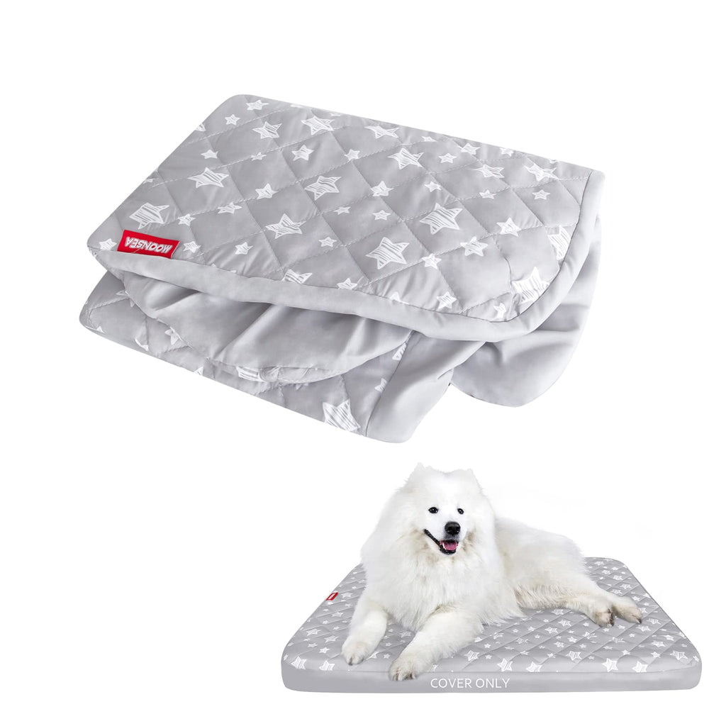 Moonsea waterproof dog bed cover star print closeup showing protective leak-proof material