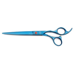 Moontay dog grooming scissors downward curved blade for safe detail work.