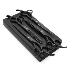 Moontay four-tool dog grooming scissors set for precise pet grooming at home.
