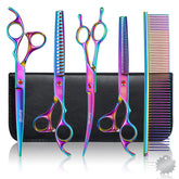 Moontay professional dog grooming scissors 7inch straight closeup for precise body and fur trimming.