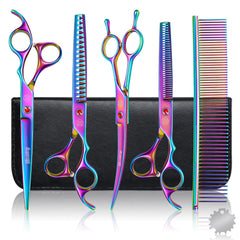 Moontay professional dog grooming scissors 7inch straight closeup for precise body and fur trimming.