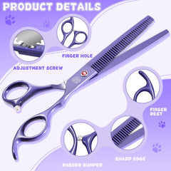 Moontay professional dog scissors 7-inch straight cutting for long hair cleanup