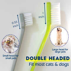 MoonyMars double-headed design shows versatile brushing options for large and small pets.