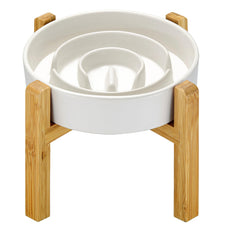 MOPANG ceramic slow-feeder bowl elevated 8in supports healthier eating posture